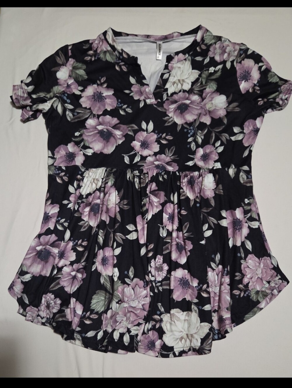 Allegrace women's 1X black purple floral blouse #14
